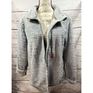 Made For Life Gray Faux Fur Sherpa Fleece Full Zip Jacket Womens XL Mixed Media